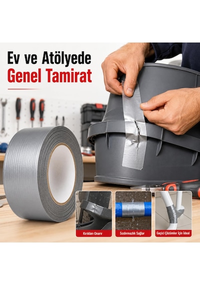 Gri Tamir Ve İzolasyon Bandı 48mm 10mt Suya Dayanıklı Duct Tape Sırdırmazlık Bandı 1 Adet