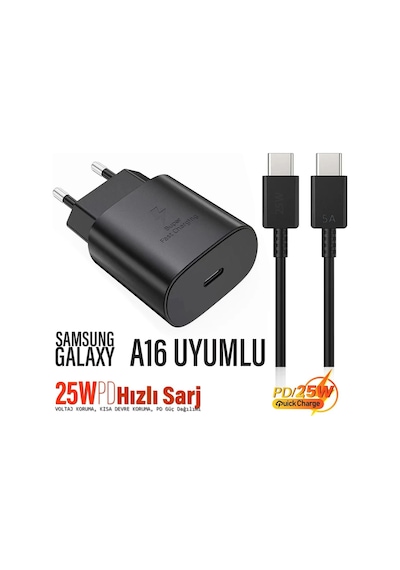 Samsung Galaxy A16 Uyumlu Şarj Aleti Ve Kablosu 25w Hızlı Şarj Type-c
