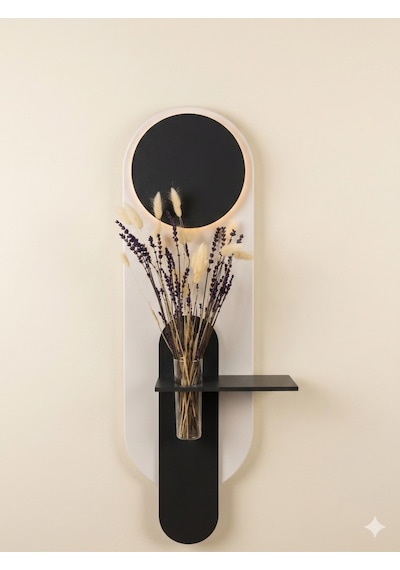 Petunya Ahşap Pilli Ledli İskandinav Tarzı Salon Duvar Rafı Modern Çiçeklik 27 X 90 Cm Paris Grisi - Antrasit