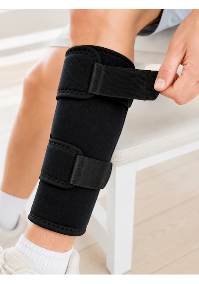 Alt Baldır Destekliği Çift Sabitleme Bantlı Ayarlanabilir Spor Baldırlığı Siyah
