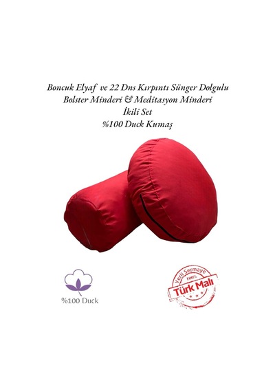 Remege Meditasyon Minderi & Bolster Minderi İkili Set Kırmızı Krz3 Kırmızı