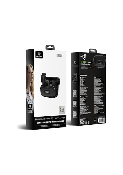 Lenyes Lm206 Led Göstergeli Lightning Portlu Kablosuz Yaka Mikrofonu Siyah