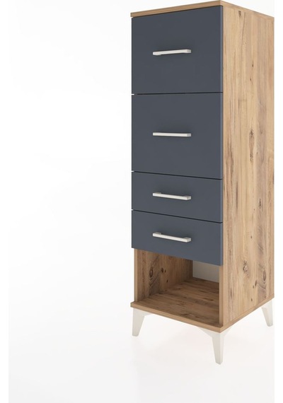 Hyperion Dolap 4 Çekmeceli 44x44x134 Çam-antrasit Atlas Çam