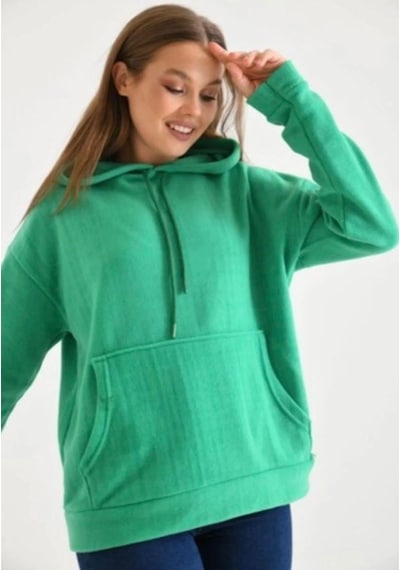 Lovie Moda Kadın Kapşonlu Sweatshirt Yeşil