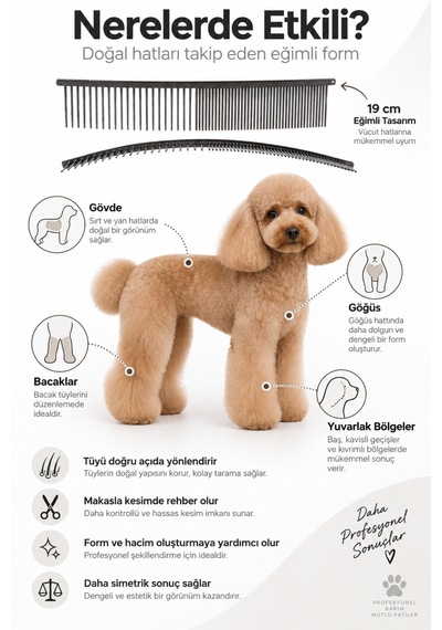 Showtech Combi Köpekler İçin Eğimli Kılavuz Tarak 19 Cm