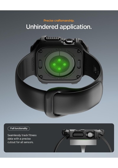 Apple Watch 46mm Seri 11/10 İle Uyumlu Kılıf Rugged Armor 2 Matte Black - Acs10499 Çok Renkli