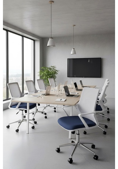 Ofisbazaar Alf Beyaz Fileli Çalışma Koltuğu Ergonomik Şef Ve Toplantı Koltuğu Mavi/gri Gri