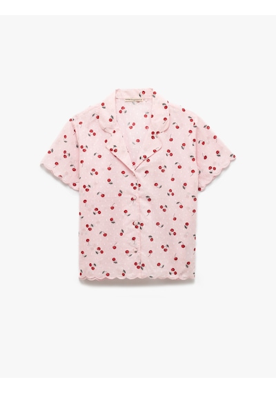 Koton Pamuklu Gömlek Yaka Kiraz Desenli Kısa Kollu Pijama Üstü Pembe Desenli 5slk50017mw Pembe Desenli Koton Pamuklu Gömlek Yaka Kiraz Desenli Kısa Kollu Pijama Üstü Pembe Desenli 5slk50017mw Pembe Desenli