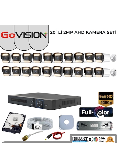 20 Li 2mp Full Color 3.6mm Lens 1080p Fullhd Warmled Ahd 32 Kanal Bullet Set