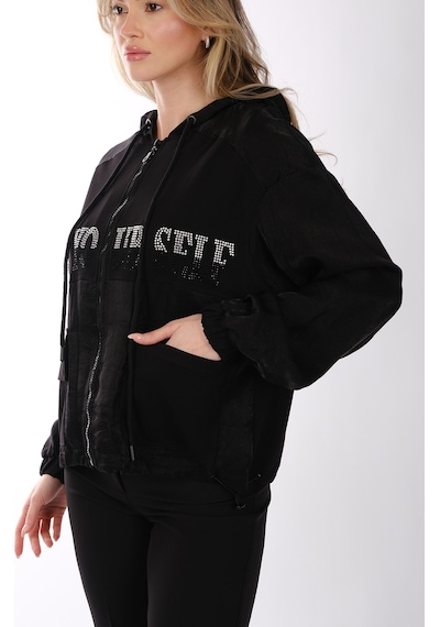Ysatis Oversize Kapüşonlu Minimalist Kadın Ceket - Günlük Kullanım Siyah