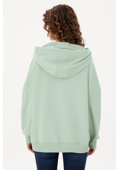 U.S. Polo Assn. Kadın Su Yeşili Kapüşonlu Basic Sweatshirt 50297324-VR048