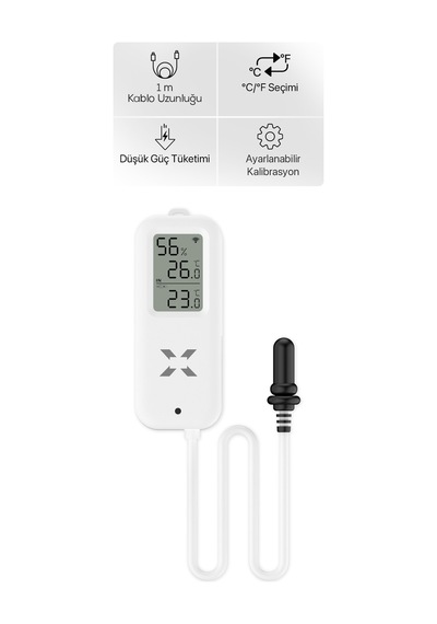 Dijital Termometre Akıllı, Su Geçirmez Problu, Wifi, Sıcaklık Ve Nem Sensörü X7509