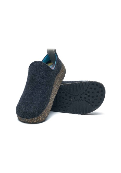 Comfortfusse Olwen-w - Kadın Ortopedik Yün Keçe Ev Ayakkabısı Koyu Gri Yün