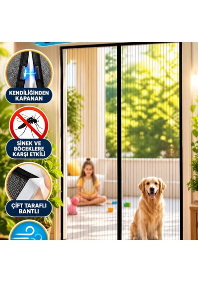Mıknatıslı Kapı Sinekliği Kendiliğinden Kapanan Çift Taraflı Bantlı Kapı Tülü