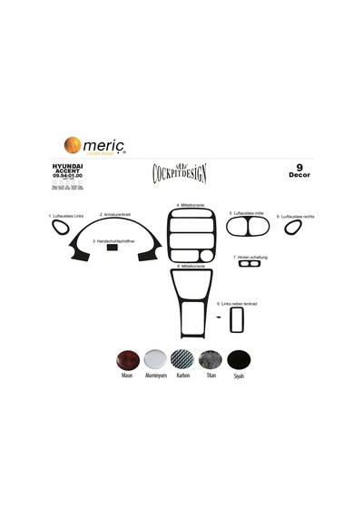 Meriç® Hyundai Accent Ön Torpido Kaplama 9 Parça 1994-2000 (530156437)