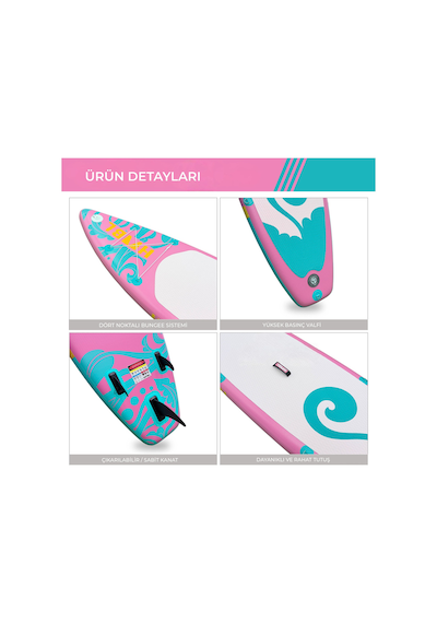Şişme Sup Board/ Stand Up Paddle Board 81 320 15cm Full Set Pembe