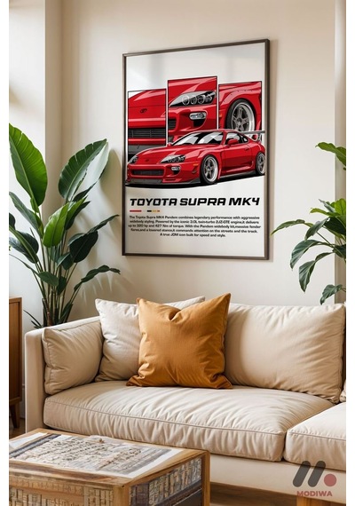 Toyota Supra Mk4 Jdm Poster, Siyah Çerçeveli Duvar Tablosu - Oto Severlere Özel Hediye No:1047