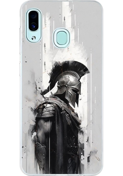 Samsung Galaxy A30 Uyumlu Şeffaf Kılıf Spartan 2 Tasarımlı