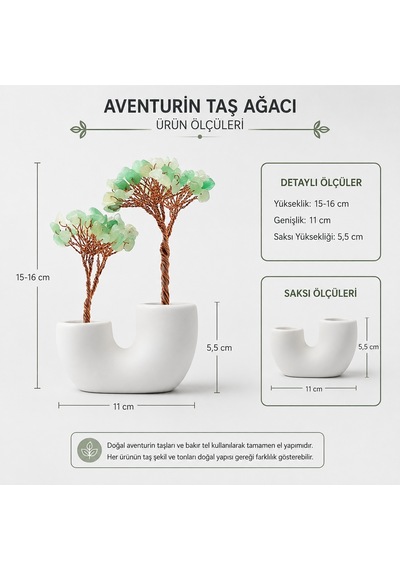 Bakgelal Aventurin Bereket Ağacı Doğal Taş Dekoratif Masaüstü Obje El Yapımı Premium Dekor 11897375