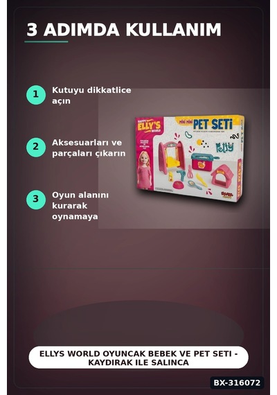 Ellys World Oyuncak Bebek Ve Pet Seti - Kaydırak İle Salıncak Oyun Seti Bx-316072 Çok Renkli