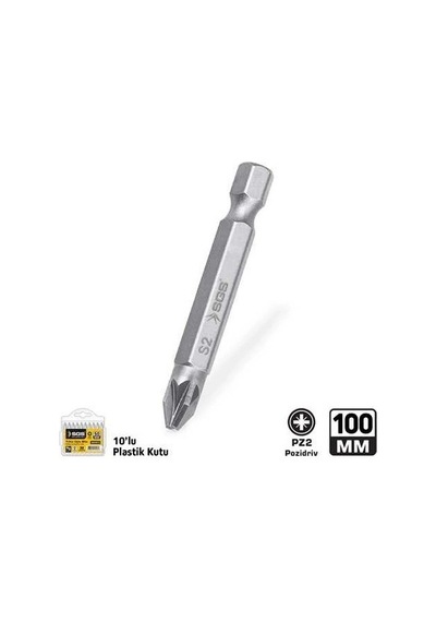 Sgs3945 Pozidriv Uçlu Bits S2 Pz2 100mm Sand-pro Series - 10 Adet