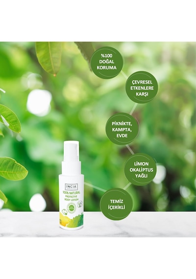 Incıa%100 Doğal Koruyucu Vücut Losyonu Sprey Yenidoğan Bebek Çocuk İçin Limon Okaliptus Vegan 50 Ml