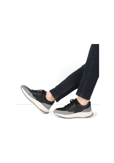 Erkek Siyah Gri Süet Deri Sneaker