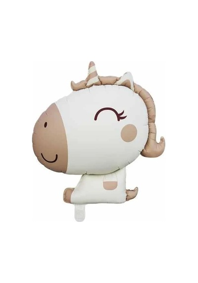 Retro Karamel Renk Unicorn Folyo Balon 65x78,5 Cm Karamel