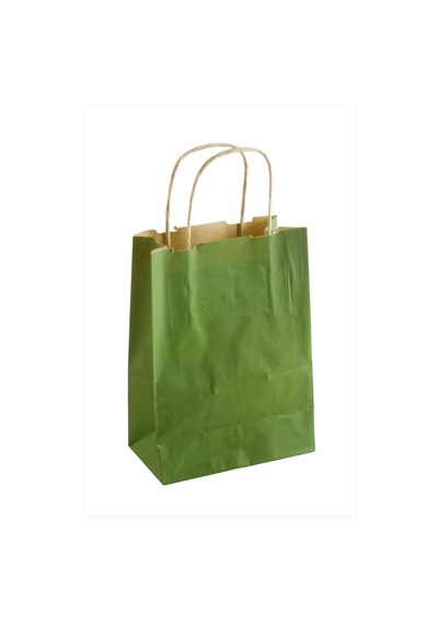 8x15x20 - 43 - Cm Kraft Büküm Saplı Kağıt Poşet 1 - Spt-gld - Adet Yeşil