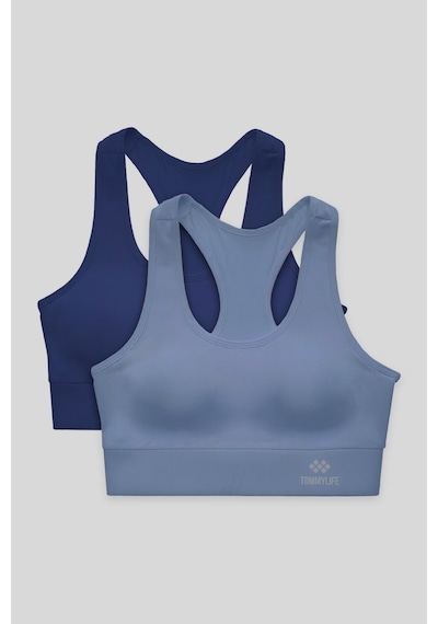 Tommylife Slim Fit U Yaka 2li Paket İndigo-petrol Kadın Spor Büstiyer - 97120 İndigo-petrol