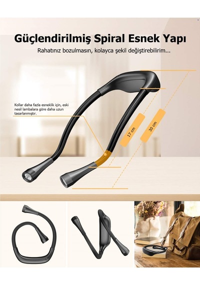 Frelso Kitap Okuma Lambası Led Şarjlı Taşınabilir Boyun Lamba Siyah