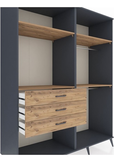 Kronos Gardrop 4 Raflı 3 Çekmeceli 2 Askılı 176x59x221 Antrasit-çam Çam Kronos Gardrop 4 Raflı 3 Çekmeceli 2 Askılı 176x59x221 Antrasit-çam Çam