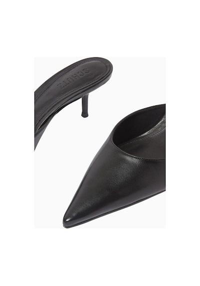 Schutz 63mm Topuklu Deri Point-toe Mules, Şık Ve Konforlu Günlük Tasarım Siyah
