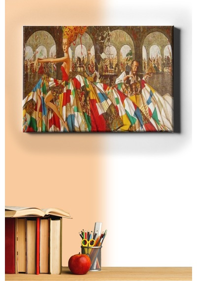 Webstyle Sayılarla Boyama Seti Kasnaklı Ortadaki Renkli Elbiseli Kadın 40 X 50 Cm