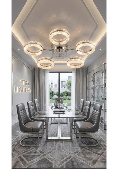 Aurea Model 5'li Gümüş 3 Renk Modu Ledli Tavana Sıfır Salon Mutfak Çocuk Yatak Odası Led Avize