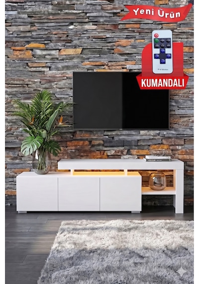Luma Led Işıklı Tv Ünitesi 160 Cm - Modern Tv Sehpası Beyaz Luma Led Işıklı Tv Ünitesi 160 Cm - Modern Tv Sehpası Beyaz