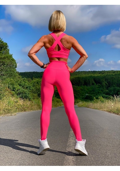 Lismina Neon Pembe Ekstra Yüksek Bel Toparlayıcı Spor Tayt