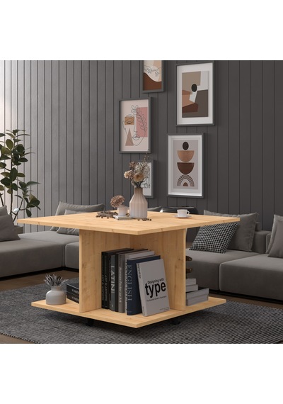 Asra Trend Kare Orta Sehpa OS002 %100 MDF Tekerlekli 4 Bölmeli Raf Takımı Safir Meşe Asra Trend Kare Orta Sehpa OS002 %100 MDF Tekerlekli 4 Bölmeli Raf Takımı Safir Meşe