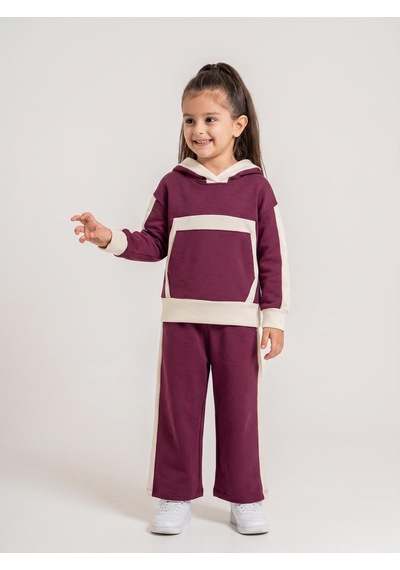 Harby Kids Parçalı Kapşonlu Kız Penye Kumaş İkili Takım 3-10 Yaş -ba467900560 - Mor