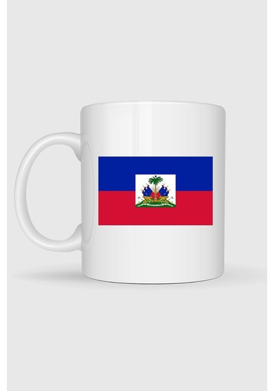 Haiti Bayrağı Baskılı Kupa Bardak Beyaz