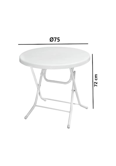 Omnipazar Mt-gfm205 Rose Plastik Yuvarlak Katlanır Bahçe Balkon Masa Ø75 Cm Beyaz Beyaz
