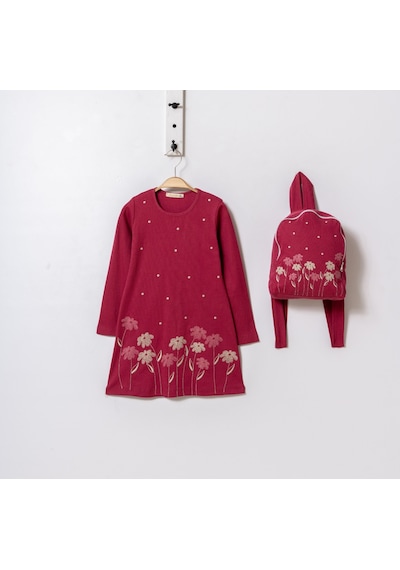 Xo Kids Kız Çocuk Elbise 4-7 Yaş 52042 Bordo
