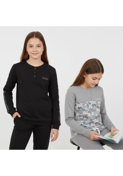 Bonbon Genç Kadın Pamuklu 2 Adet 2'li Pijama Takımı Al507 V1, Al501 V1 Bb2453 Çok Renkli