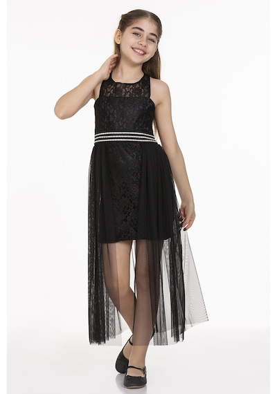 Ahengim Kız Çocuk İnci Taşlı Tüllü Trend Abiye Ak2229 001