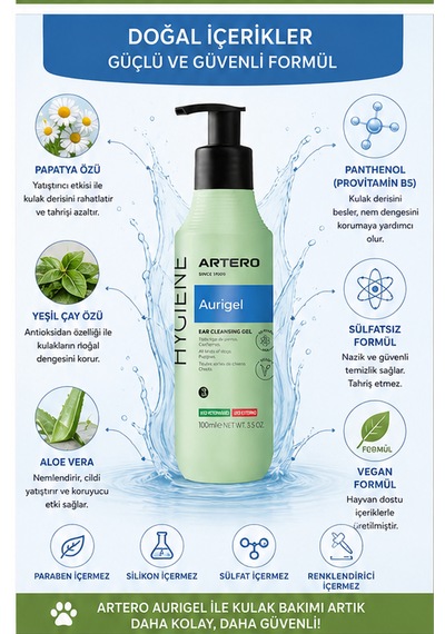 Artero Aurigel Köpekler İçin Kulak Temizleme Jeli 100 Ml