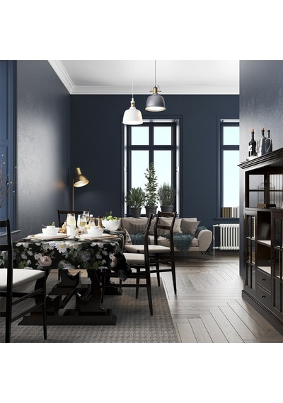 Adawall Siyah Çiçek Masa Örtüsü
