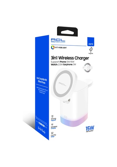Acl Aw13 3'ü 1 Arada Rgb Işıklı Magsafe Kablosuz Şarj Standı