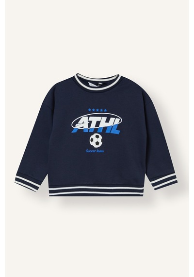 Defacto Oversize Futbol Baskılı Kalın Sweatshirt Erkek Bebek I0652a526cwnv256 Lacivert-nv256