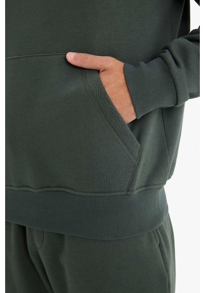 Defacto Regular Fit Kapüşonlu İçi Yumuşak Tüylü Kanguru Cepli Basic Düz Sweatshirt X8283az25augn1155 Yeşil