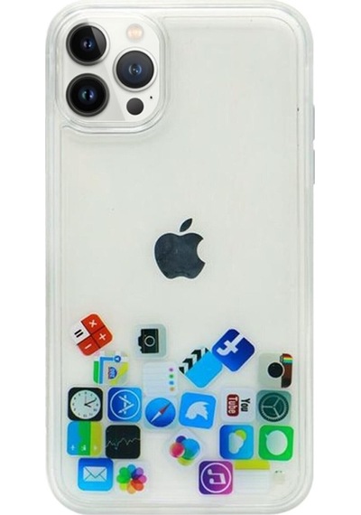 Teknomoda Apple iPhone 13 Pro Max Kilif Simli Sulu Uyumlu iOS Menü Ikon Silikon 537097914